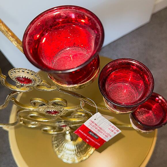 Ashland 21" Red & Gold 6-Votive Candle Holder Decor for Christmas Special Events - Picture 11 of 13